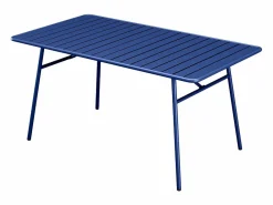 Hot Comedor jardín metálico mesa y 8 sillones apilables Azul noche - MIRMANDE de Comedores De Jardín