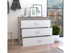 Best Comoda Melia en melamino con 3 cajones de rieles metalicos , , 75.7 cm X 80 cm X 39.8 cm Cómoda
