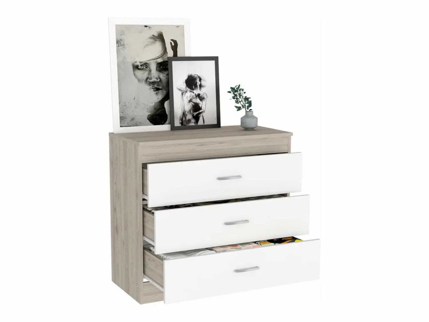 Best Comoda Melia en melamino con 3 cajones de rieles metalicos , , 75.7 cm X 80 cm X 39.8 cm Cómoda