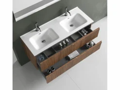 Clearance Composición bañera doble 5 piezas VENERE roble rio Mueble De Baño Con Doble Lavabo