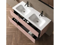 Composición de doble lavabo 5 piezas SOLMIRA empolvado Mueble De Baño Con Doble Lavabo