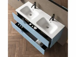 Outlet Composición de doble lavabo 5 piezas SOLMIRA azul tiffany Azul celeste