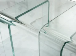Online Vente-unique Conjunto 3 mesas de centro de cristal curvado MINKA Transparente