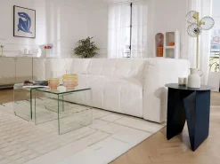 Online Vente-unique Conjunto 3 mesas de centro de cristal curvado MINKA Transparente