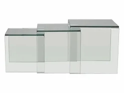 Online Vente-unique Conjunto 3 mesas de centro de cristal curvado MINKA Transparente