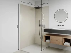 Conjunto 2 paneles de ducha de aluminio con perfiles - L90 x L120 x 210 cm - ITZIAR Panel Mural Para Ducha