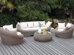 New MYLIA Conjunto 2 sillones jardín resina color marrón - WHITEHEAVEN Marru00f3n