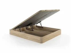 Clearance NATUREA Conjunto 180 x 200 cm King size somier canapé abatible + colchón de muelles ensacados 7 zonas - TAREVO de Color natural claro / Blanco