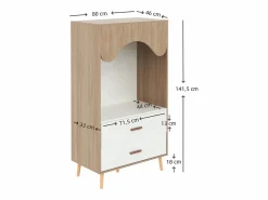 Clearance Conjunto armario infantil - armario con puertas correderas + armario abierto - patas de madera maciza - blanco + natural Muebles Niño|Armario