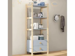 Discount Conjunto armario infantil - armario infantil + estante de almacenamiento - 4 cajones y 2 puertas - estructura de pino - + natural Muebles Niño