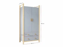 Discount Conjunto armario infantil - armario infantil + estante de almacenamiento - 4 cajones y 2 puertas - estructura de pino - + natural Muebles Niño