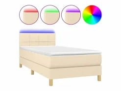 New Conjunto Boxspring - 90x190 cm + colchón y LED tela ES607032 Cama Continental Boxspring