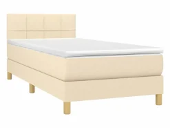 New Conjunto Boxspring - 90x190 cm + colchón y LED tela ES607032 Cama Continental Boxspring