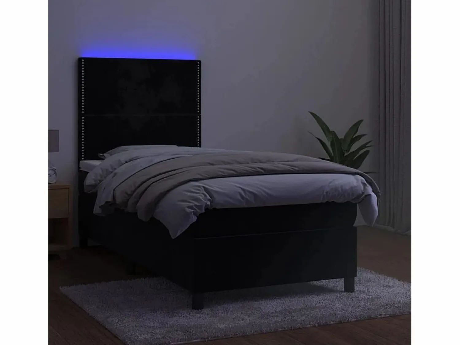 Online Conjunto Boxspring - 80x200 cm + Somieres + colchón + LED terciopelo ES45110 Cama Continental Boxspring