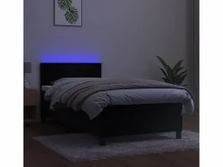 New Conjunto Boxspring - 80x200 cm colchón y LED terciopelo ES174686 Negro