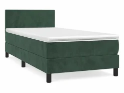 Discount Conjunto Boxspring - 90x190 cm + colchón terciopelo oscuro ES495460 Cama Continental Boxspring