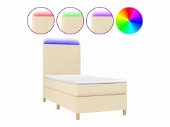 Outlet Conjunto Boxspring - 80x200 cm colchón y luces LED tela ES511319 Cama Continental Boxspring