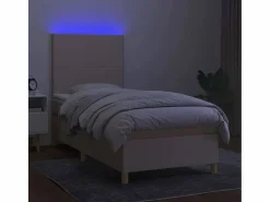 Outlet Conjunto Boxspring - 80x200 cm colchón y luces LED tela ES511319 Cama Continental Boxspring