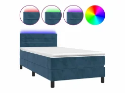Discount Conjunto Boxspring - 80x200 cm colchón y LED terciopelo oscuro ES432816 Cama Continental Boxspring