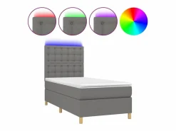 Conjunto Boxspring - 90x190 cm colchón y luces LED tela oscuro ES848933