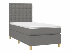 Conjunto Boxspring - 90x190 cm colchón y luces LED tela oscuro ES848933