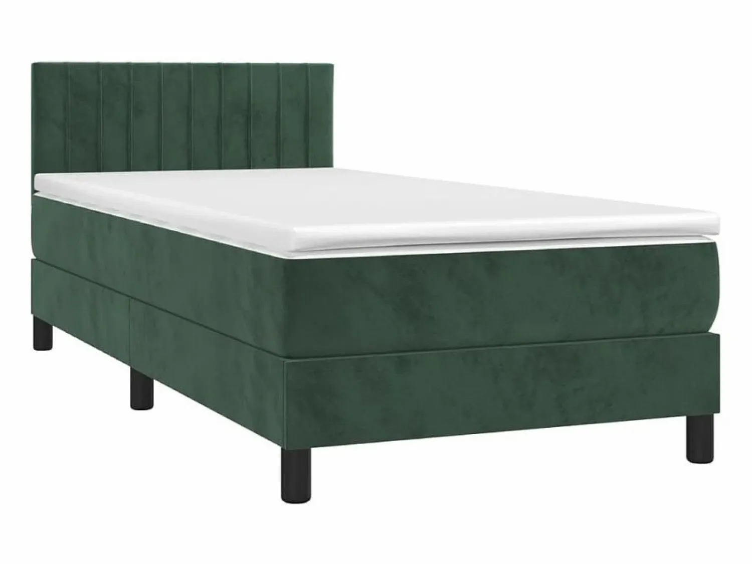 New Conjunto Boxspring - 90x200 cm + Somieres + colchón + LED terciopelo oscuro ES42608 Verde
