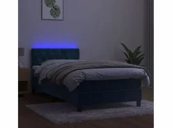 Discount Conjunto Boxspring - 80x200 cm + Somieres + colchón + LED terciopelo oscuro ES43512 Azul