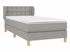 New Conjunto Boxspring - 80x200 cm + Somieres + colchón tela claro ES36139 Gris
