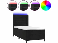Outlet Conjunto Boxspring - 80x200 cm + Somieres + colchón + LED terciopelo ES42443 Negro