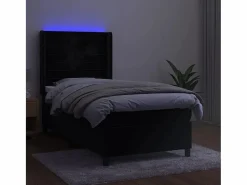 Outlet Conjunto Boxspring - 80x200 cm + Somieres + colchón + LED terciopelo ES42443 Negro