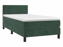 Online Conjunto Boxspring - 90x200 cm + Somieres + colchón + LED terciopelo oscuro ES42327 Verde