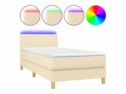 Conjunto Boxspring - 90x190 cm colchón y luces LED tela color ES485940 Cama Continental Boxspring