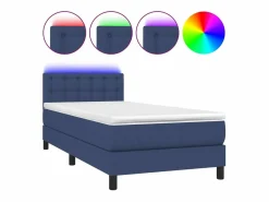 Conjunto Boxspring - 90x190 cm colchón y luces LED tela ES562455
