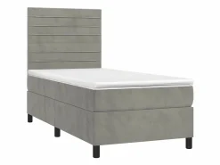 Hot Conjunto Boxspring - 80x200 cm + Somieres + colchón + LED terciopelo claro ES42582 Cama Continental Boxspring
