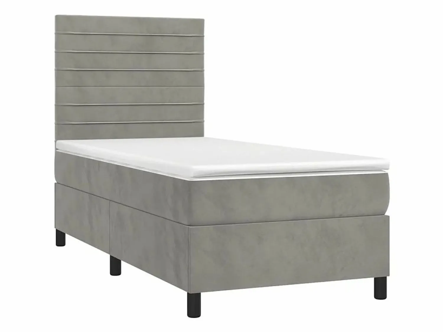 Hot Conjunto Boxspring - 80x200 cm + Somieres + colchón + LED terciopelo claro ES42582 Cama Continental Boxspring