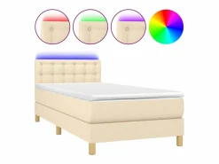 Outlet Conjunto Boxspring - 90x190 cm + colchón y LED tela ES346746 Cama Continental Boxspring