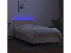 Outlet Conjunto Boxspring - 90x190 cm colchón y luces LED tela color ES488407 Cama Continental Boxspring