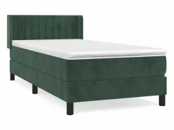 Outlet Conjunto Boxspring - 90x200 cm + colchón terciopelo oscuro ES760858 Verde