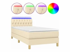Best Conjunto Boxspring - 90x190 cm + colchón y LED tela ES931323 Cama Continental Boxspring