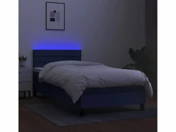 Outlet Conjunto Boxspring - 90x190 cm colchón y luces LED tela ES537395 Azul