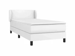 Discount Conjunto Boxspring - 90x200 cm + Somieres + colchón cuero sintético ES41709 Blanco