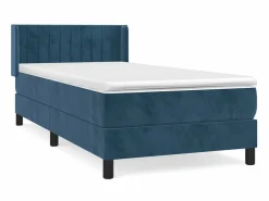 Conjunto Boxspring - 80x200 cm + Somieres + colchón terciopelo oscuro ES35723 Azul