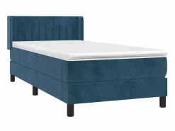 Conjunto Boxspring - 80x200 cm + Somieres + colchón terciopelo oscuro ES35723 Azul