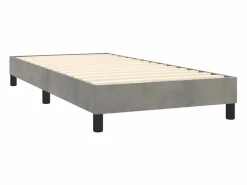 Conjunto Boxspring - 90x190 cm + Somieres + colchón + LED terciopelo claro ES43395