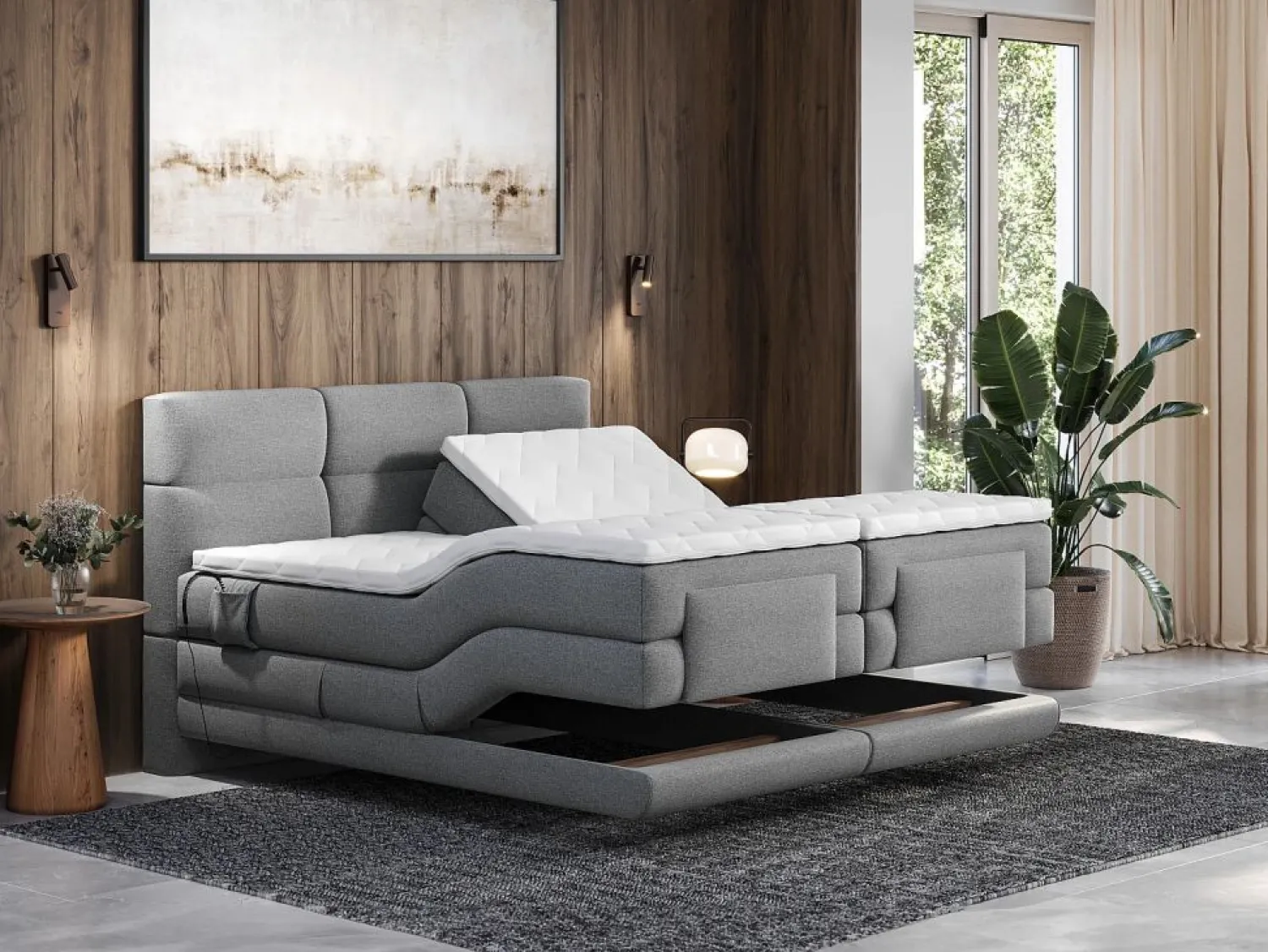 Sale Conjunto boxspring relax tela 2x80x200 LODI Cama Continental Boxspring|Cama Articulada