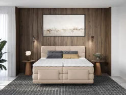 Hot Palacio Conjunto boxspring relax tela 2 x 80 x 200 cm LODI de Beige
