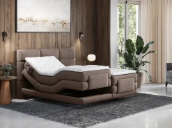 Best Conjunto boxspring relax Tela - Marrón - 2 x 80 x 200 cm - LODI de Cama Continental Boxspring|Cama Articulada