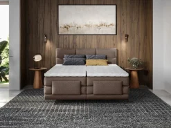 Best Conjunto boxspring relax Tela - Marrón - 2 x 80 x 200 cm - LODI de Cama Continental Boxspring|Cama Articulada