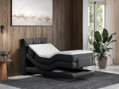 Outlet Palacio Conjunto boxspring relax tela antracita 100x200 cm LODI Gris antracita