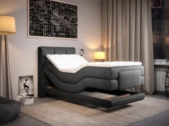Outlet Palacio Conjunto boxspring relax tela antracita 100x200 cm LODI Gris antracita